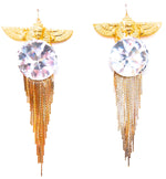 EGYPTIAN GOLD ISIS GODDESS MOONDUST FRINGE EARRINGS