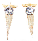 EGYPTIAN GOLD ISIS GODDESS MOONDUST FRINGE EARRINGS