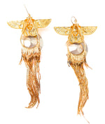 EGYPTIAN GOLD ISIS GODDESS MOONDUST FRINGE EARRINGS