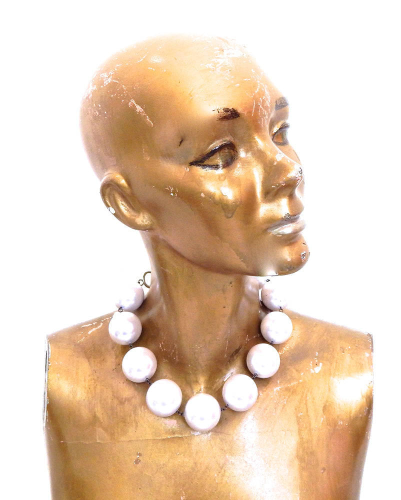 JUMBO WHITE PEARL CHOKER NECKLACE