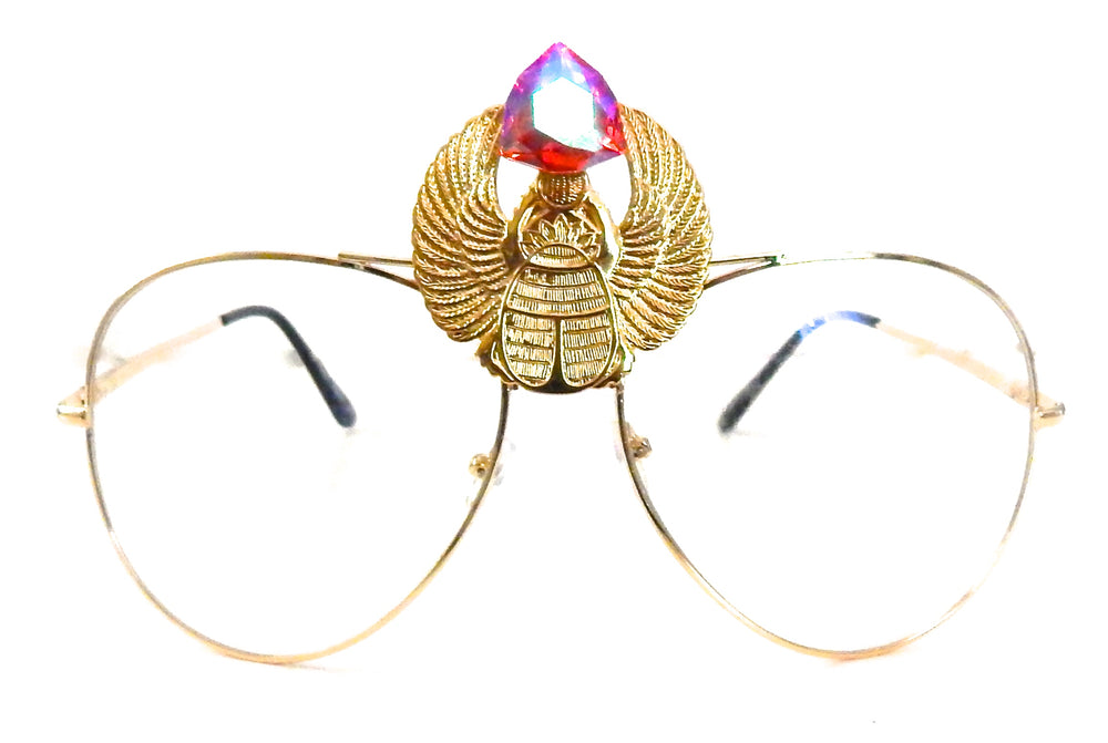 EGYPTIAN GOLD KHEPRI PINK FOX AVIATOR SUNGLASSES