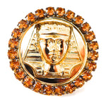 EGYPTIAN GOLD KING TUT HONEY DUST RHINESTONE MEDALLION RING