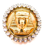 EGYPTIAN GOLD KING TUT MOONDUST RHINESTONE MEDALLION RING