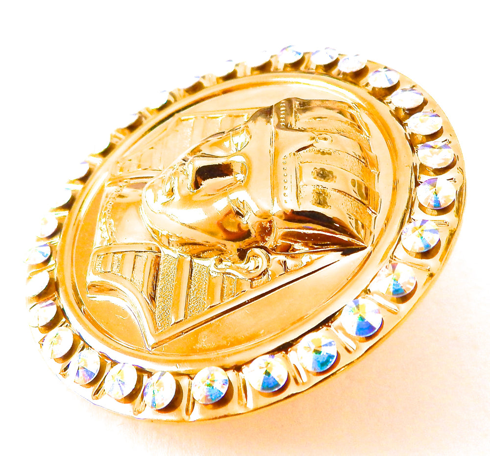 EGYPTIAN GOLD KING TUT OPAL RHINESTONE RING