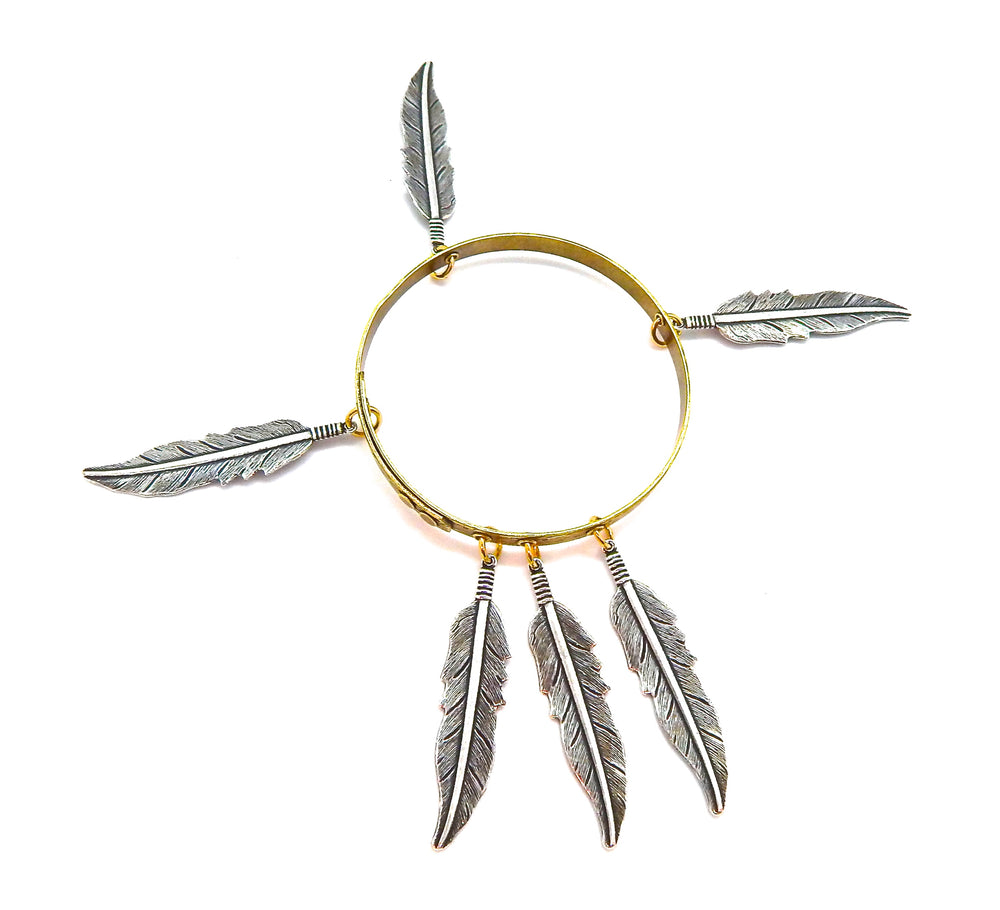 THUNDERBIRD LADYHAWKE LARGE FEATHER BANGLE (GOLD)