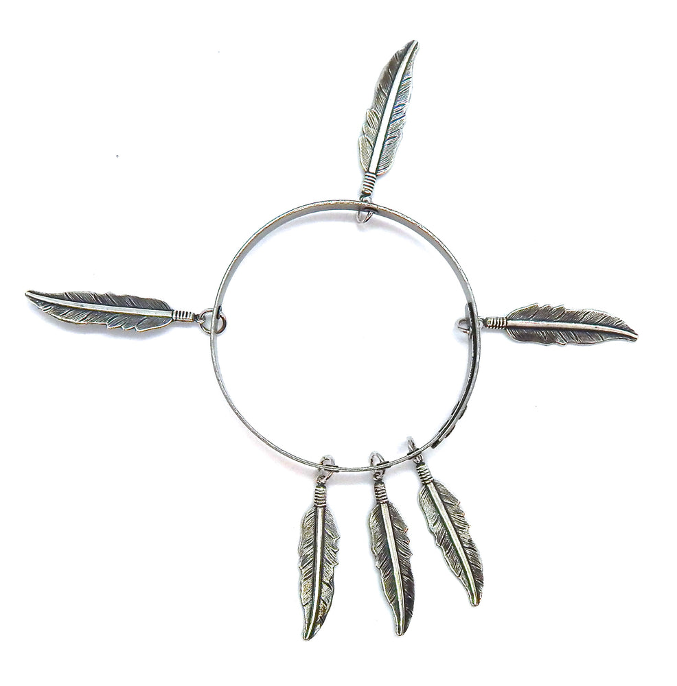 THUNDERBIRD LADYHAWKE MEDIUM FEATHER BANGLE (SILVER)