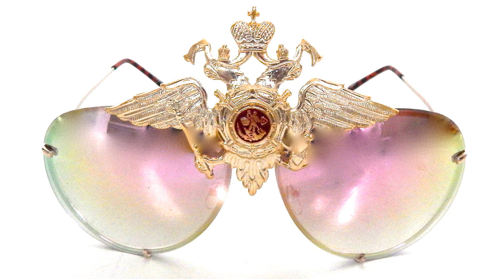 MILITARY EAGLE PINK MIRROR AVIATOR GLASSES