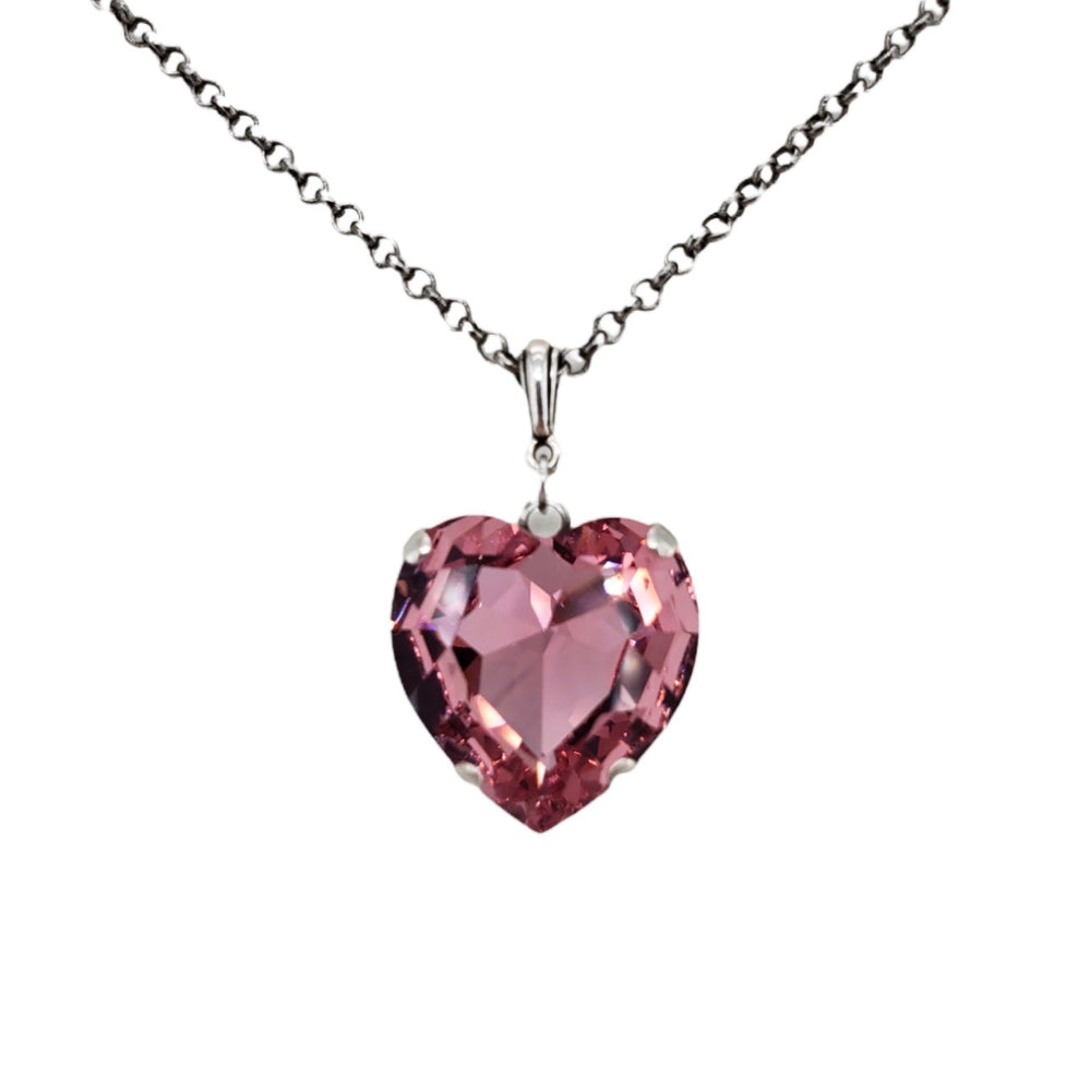 HEART THROB PINK PUFF HEART NECKLACE