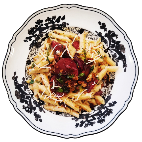 CHIOGGIA BEET SAUSAGE GARLIC PARMESAN PASTA