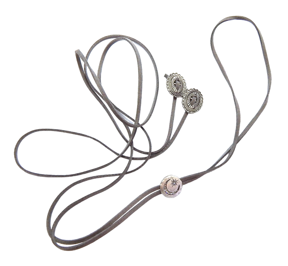 BILLIE JEAN MOON STARS GREY BOLO TIE