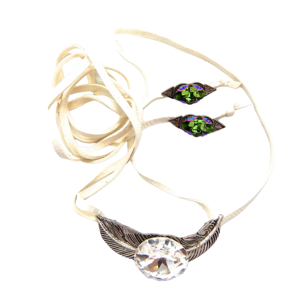 BILLIE JEAN MOONLIGHT FEATHER WHITE BOLO TIE