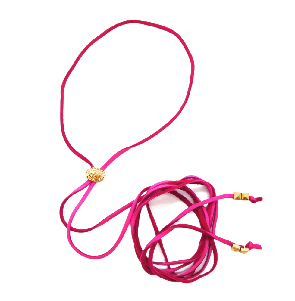 BILLIE JEAN CONCHO STUD PINK BOLO TIE