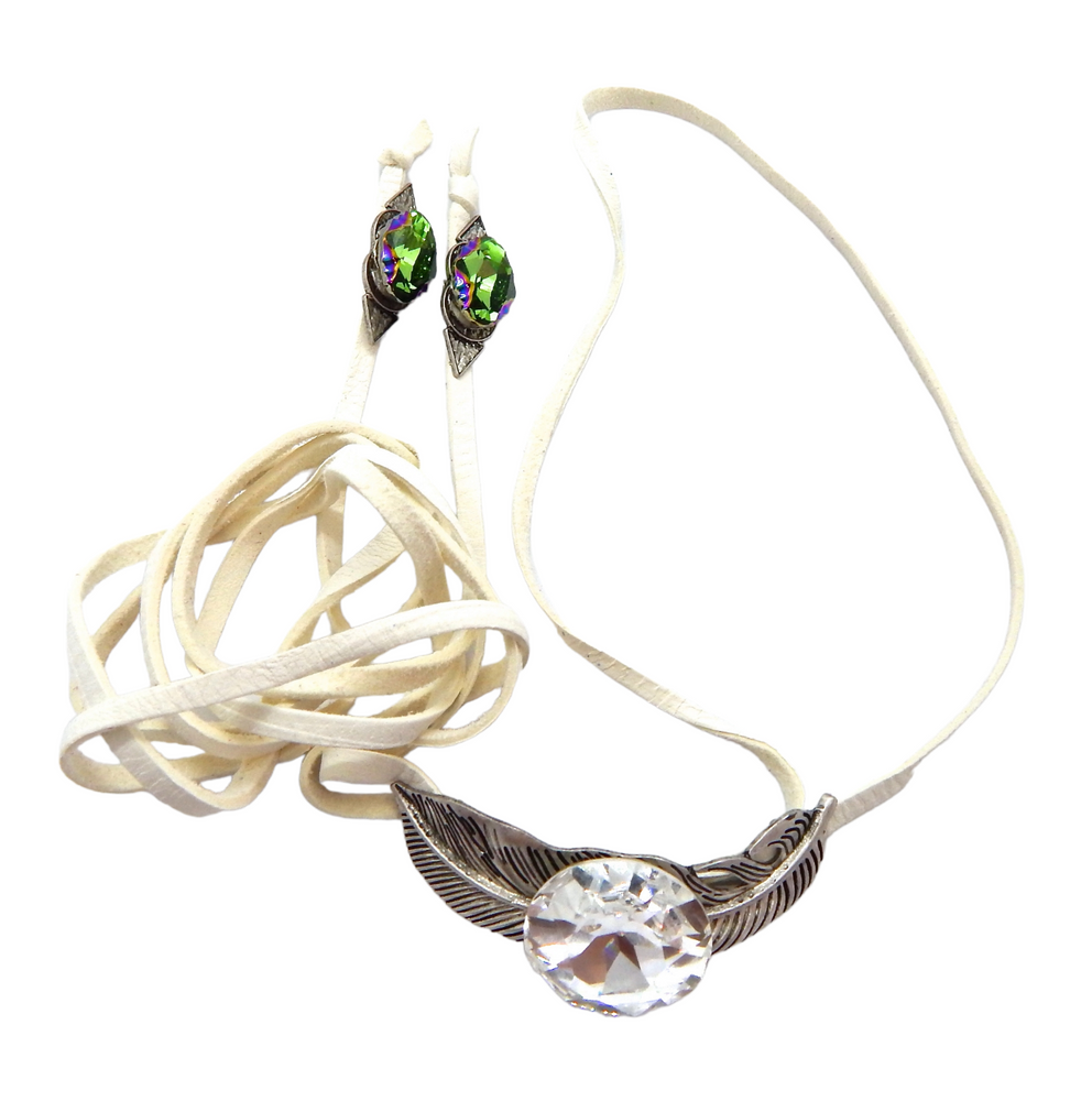 BILLIE JEAN MOONLIGHT FEATHER WHITE BOLO TIE