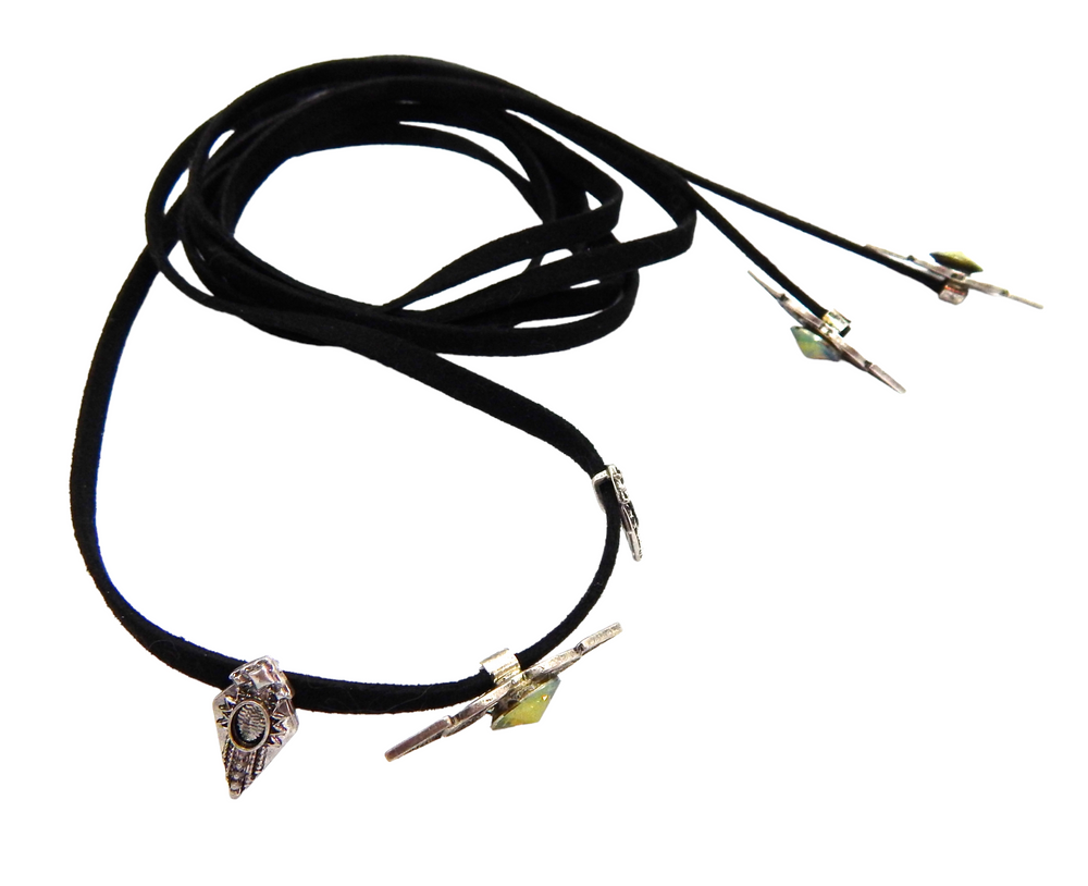 BILLIE JEAN SAGE ARROW CONCHO BLACK BOLO TIE