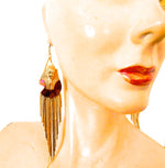 EGYPTIAN GOLD RAMSES MAHOGANY FRINGE EARRINGS