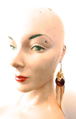 EGYPTIAN GOLD RAMSES MAHOGANY FRINGE EARRINGS