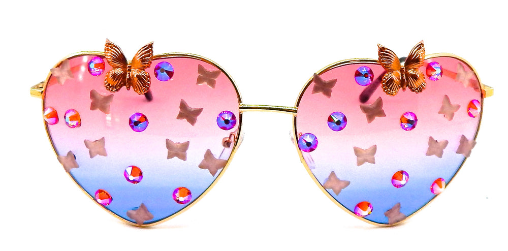 FAIRY REBEL PEACOCK SWALLOWTAIL ROMANTICA BUTTERFLY JUMBO HEART SUNGLASSSES