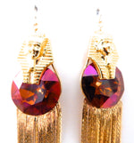 EGYPTIAN GOLD RAMSES MAHOGANY FRINGE EARRINGS