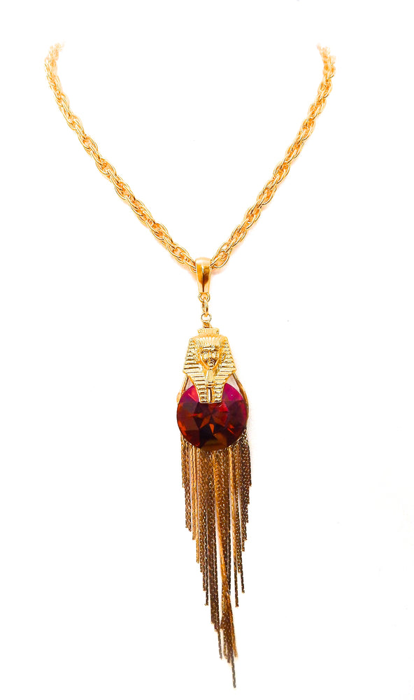 EGYPTIAN GOLD RAMSES MAHOGANY RINGE NECKLACE