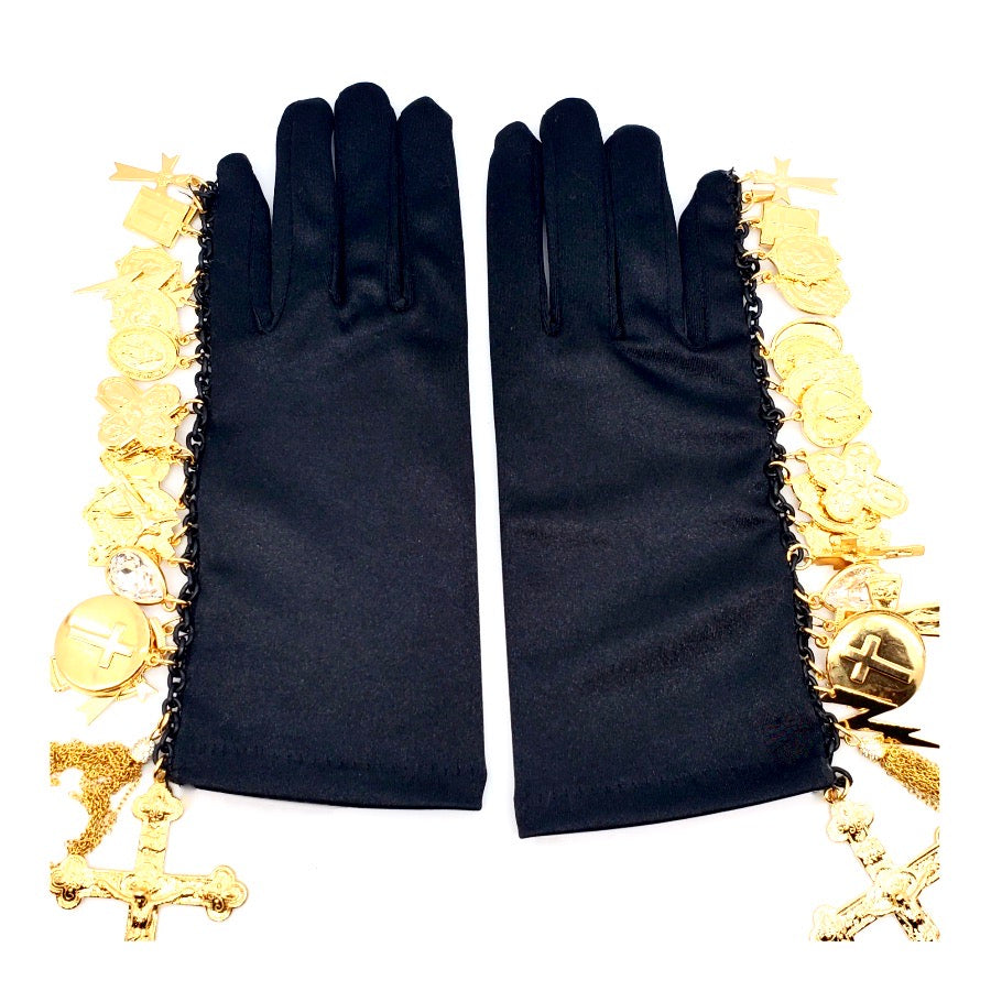 GOLDEN GOD SATIN CHARM GLOVES