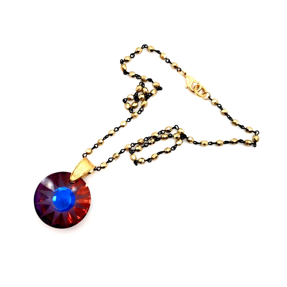 RARE FIND WILD FIRE ROUND GOLD CHAIN NECKLACE