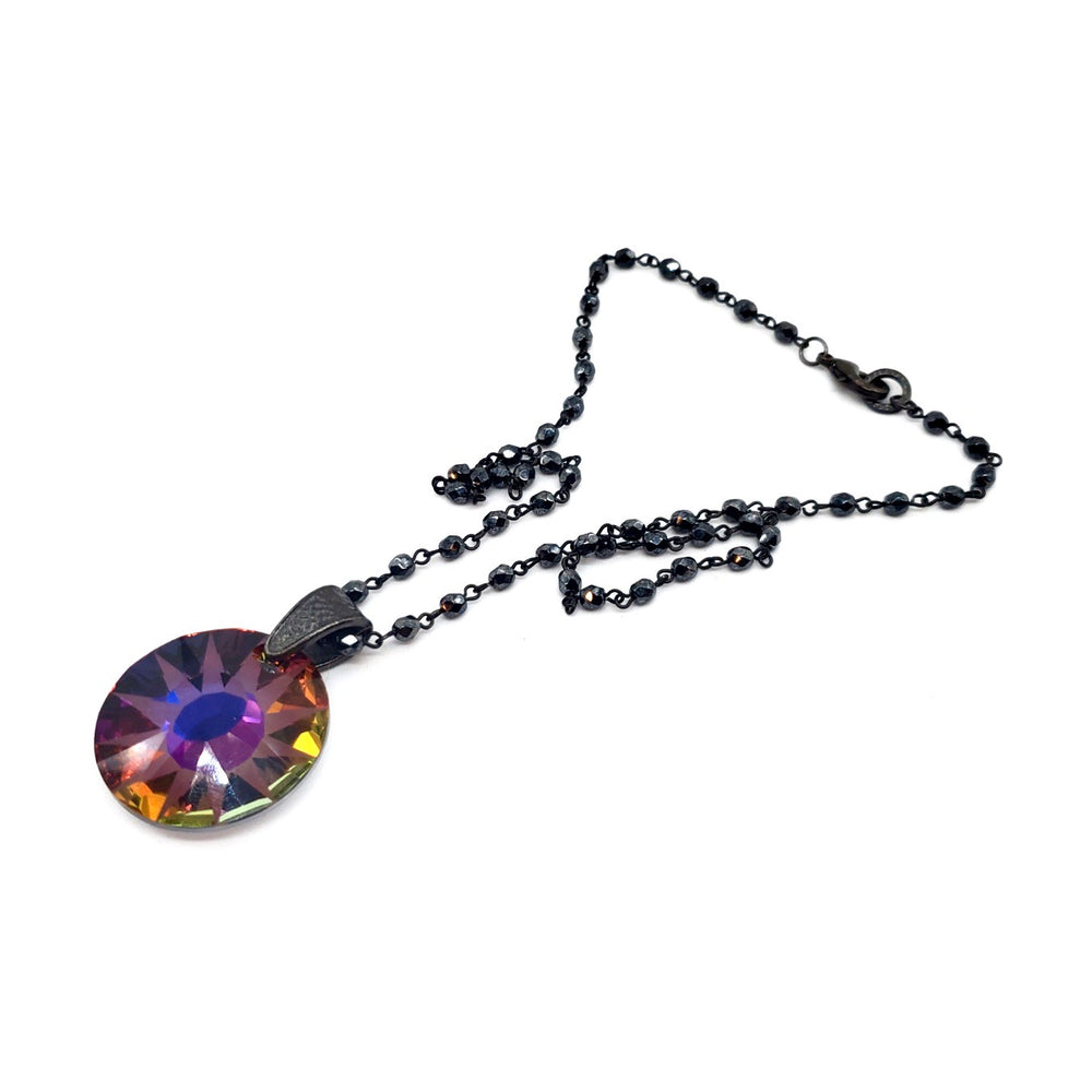 RARE FIND WILD FIRE ROUND HEMATITE CHAIN NECKLACE