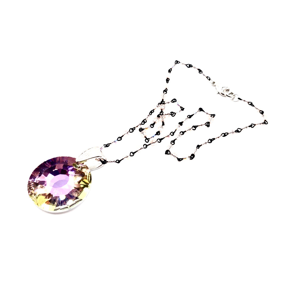 RARE FIND VIOLET ROUND PINK WHISPER OPAL CHAIN NECKLACE