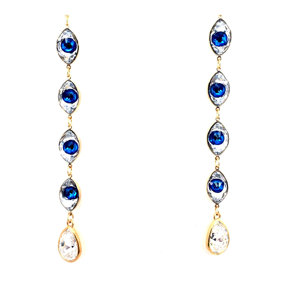 EGYPTIAN GOLD EYE OF GOD DUSTER EARRINGS