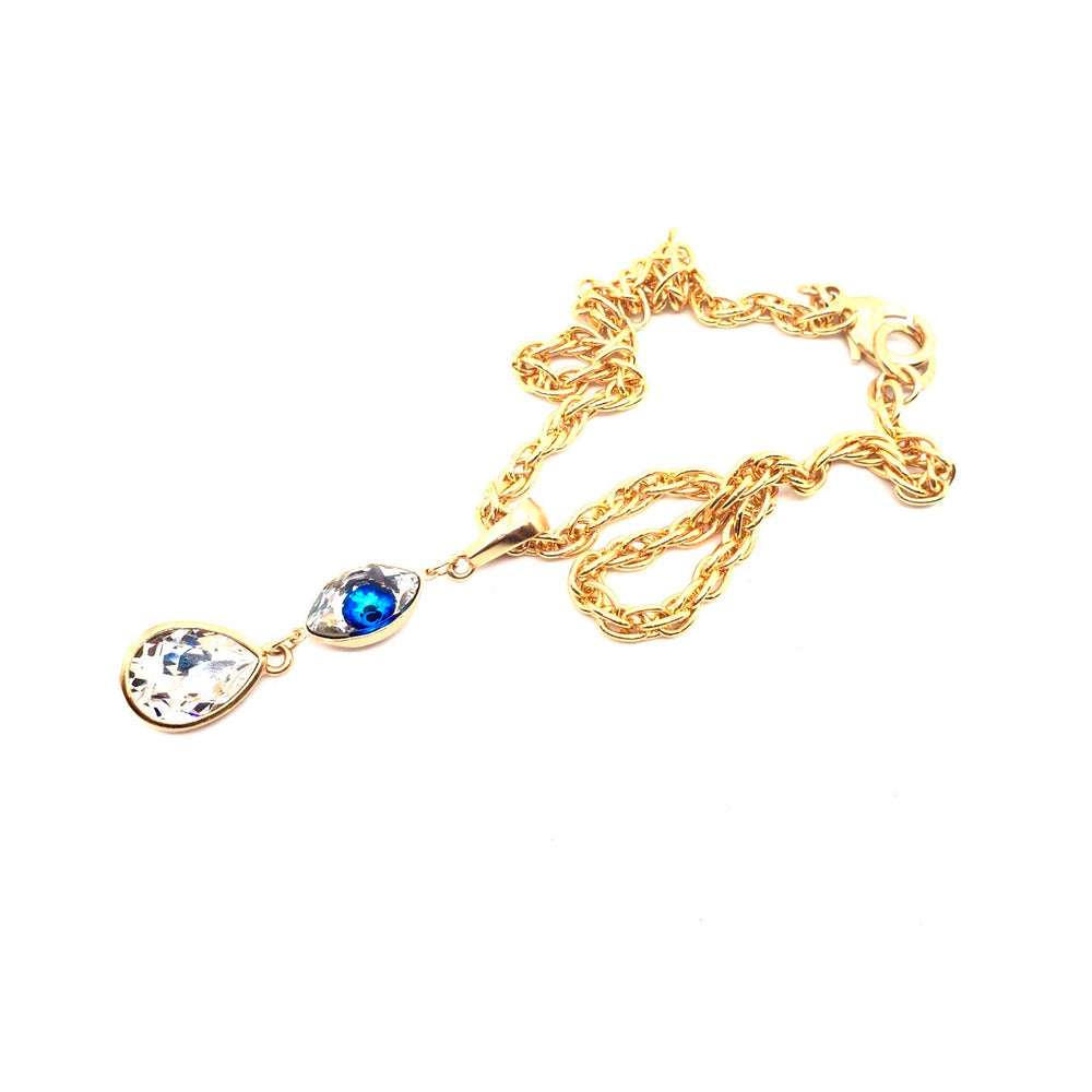 EGYPTIAN GOLD EYE OF GOD DROP NECKLACE