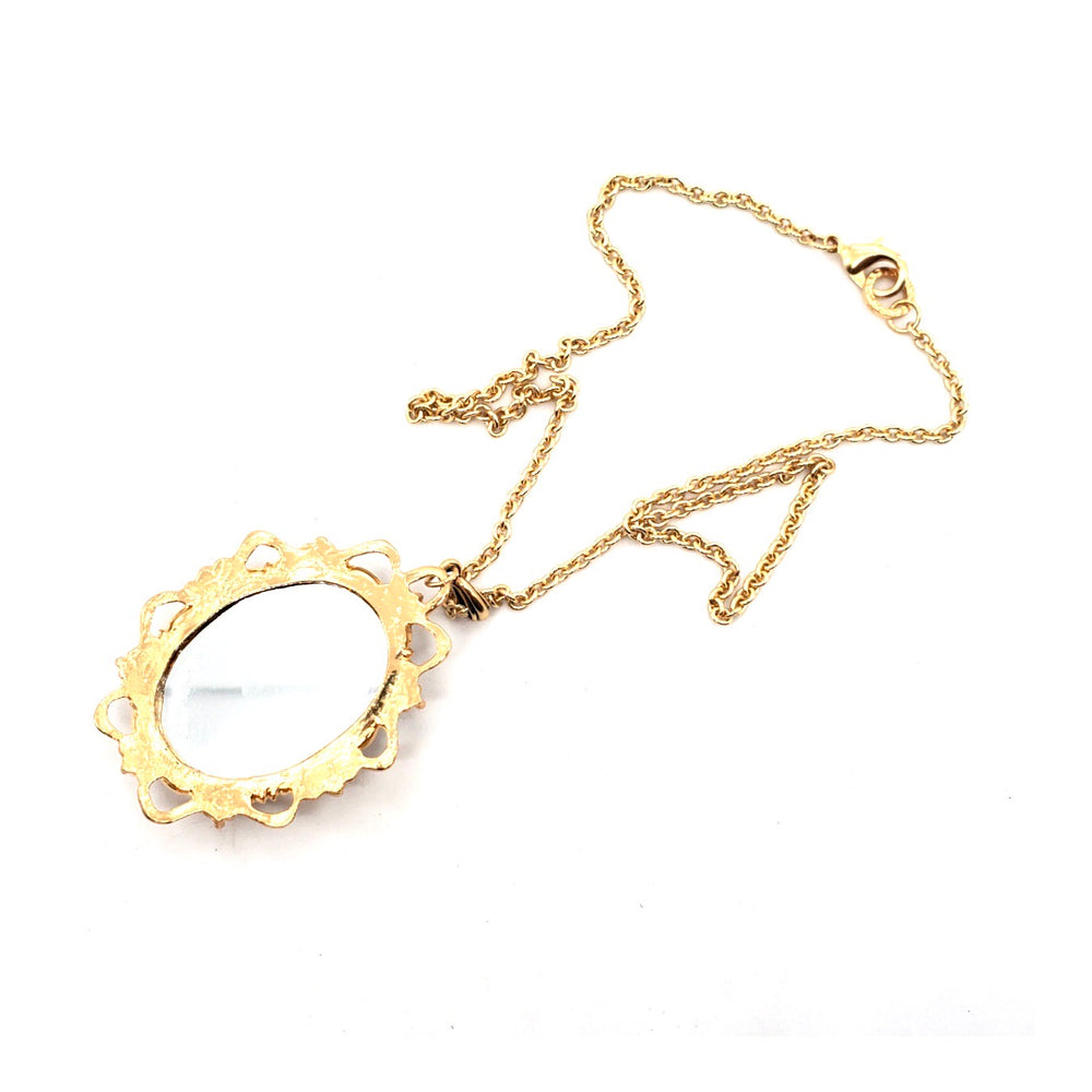 IMPERIAL GLASS OPAL LADY CAMEO NECKLACE