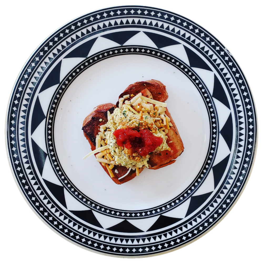 ROSEMARY BROWN BUTTER BACON CHEESE CHICKPEA EGG SALAD SWEET JALAPEÑO SAUCE CROISSANT TOAST