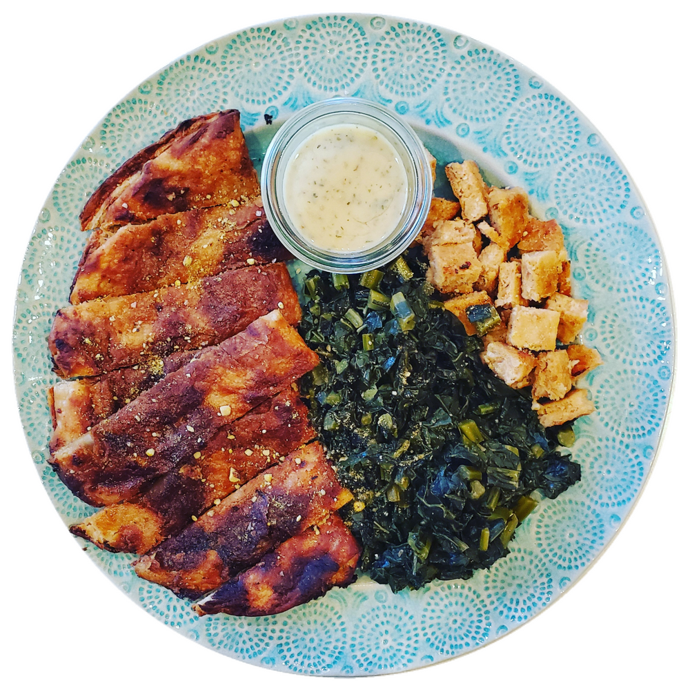 SPICY POTATO FLATBREAD + KALE + CHICKEN + MANITOU RANCH