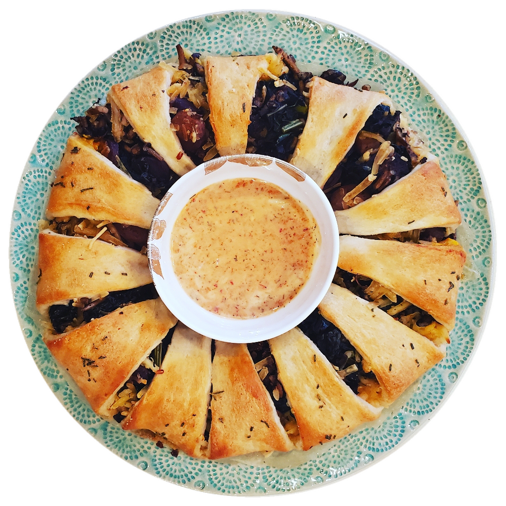 KALE SAUSAGE MUSHROOM CARROT CHEESE QUESO FIESTA CRESCENT RING