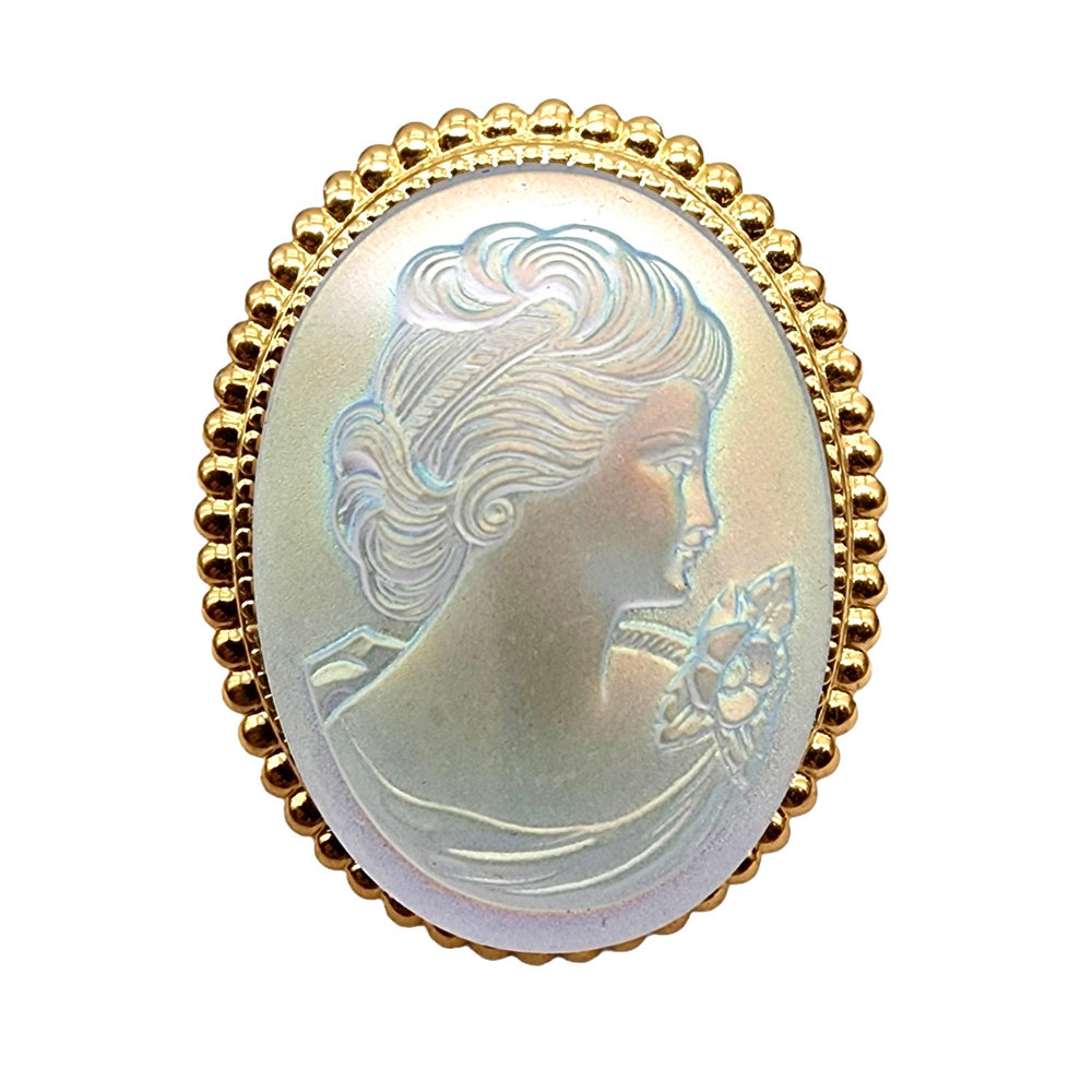 IMPERIAL GLASS OPAL LADY CAMEO RING