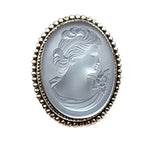 IMPERIAL GLASS BLUE SMOKE  LADY CAMEO RING