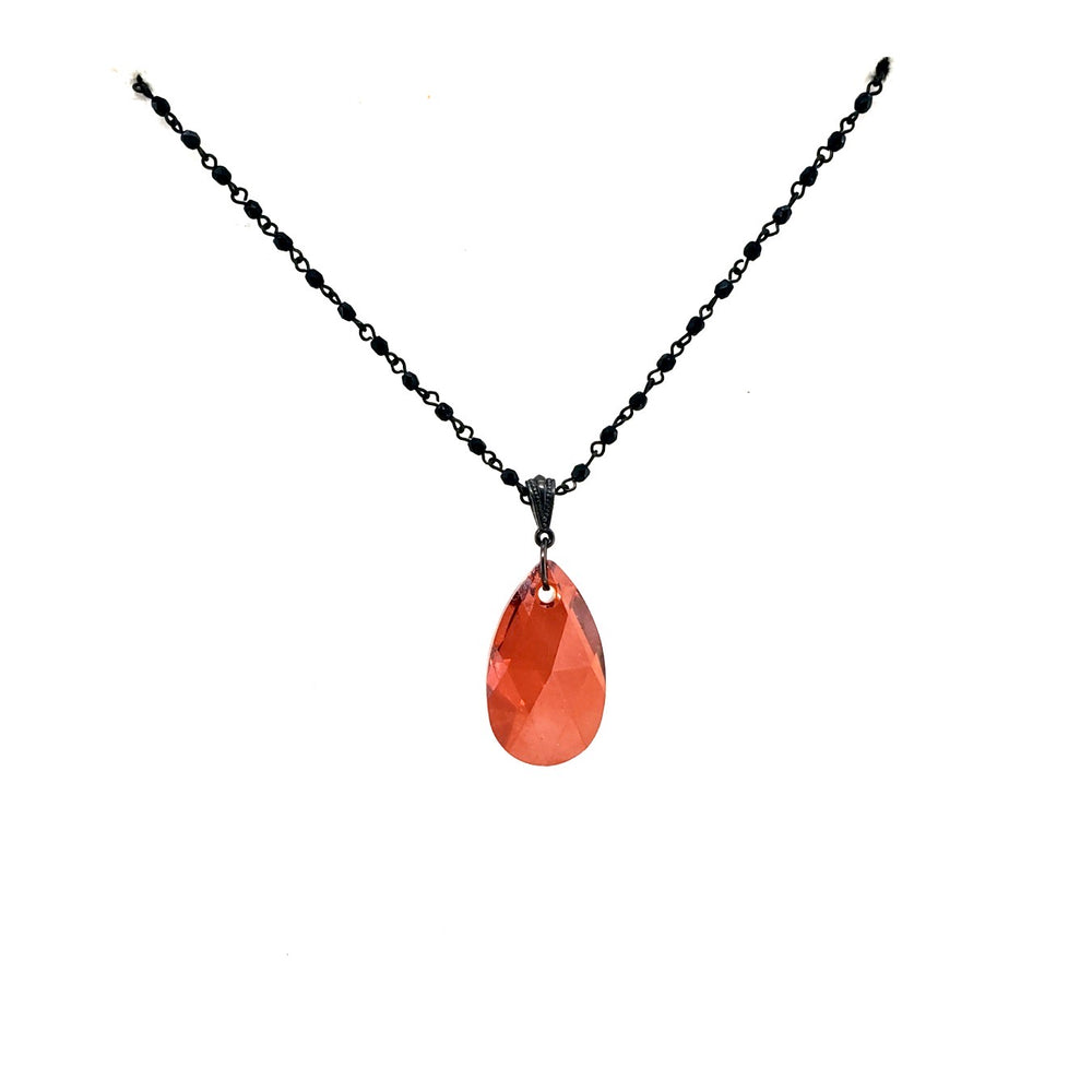 RARE FIND SCARLET DROP BLACK CHAIN NECKLACE