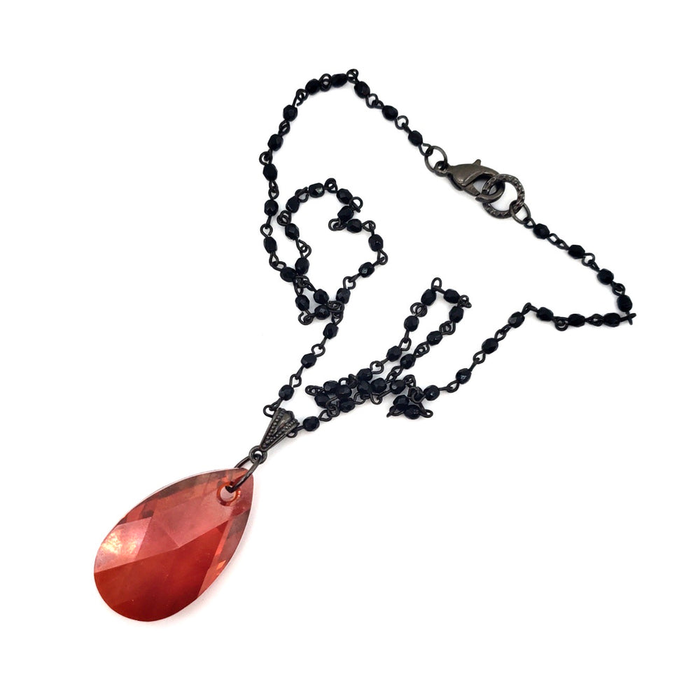 RARE FIND SCARLET DROP BLACK CHAIN NECKLACE