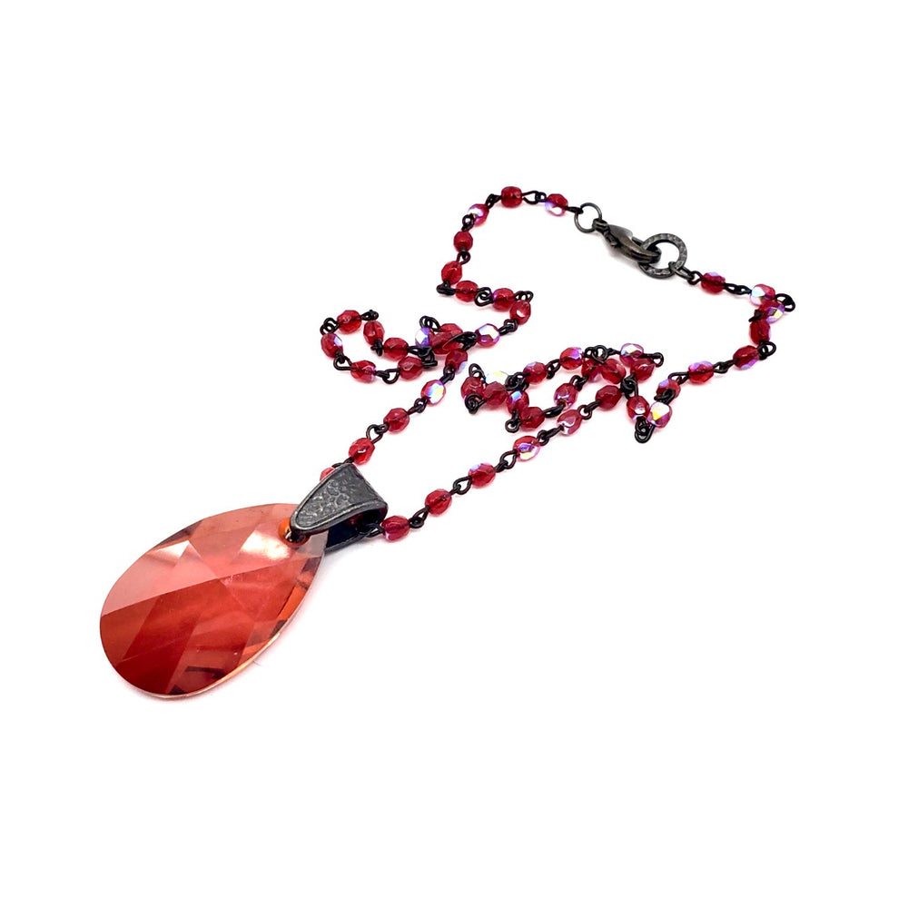 RARE FIND SCARLET DROP RUBY CHAIN NECKLACE