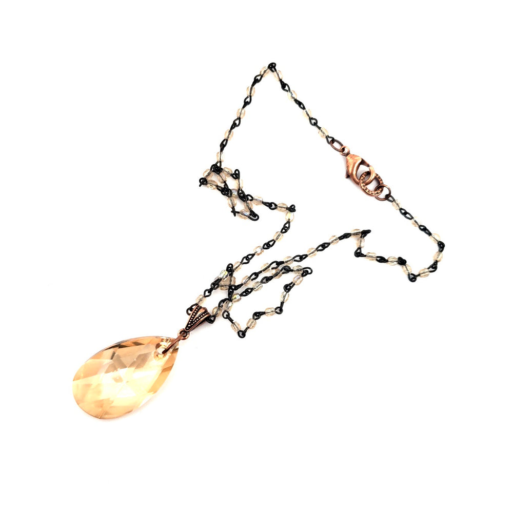 RARE FIND GOLD DUST DROP TOPAZ CHAIN NECKLACE