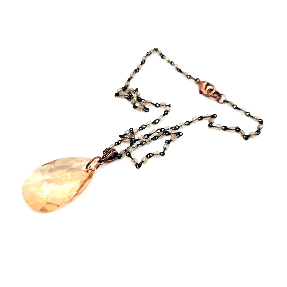 RARE FIND GOLD DUST DROP TOPAZ CHAIN NECKLACE