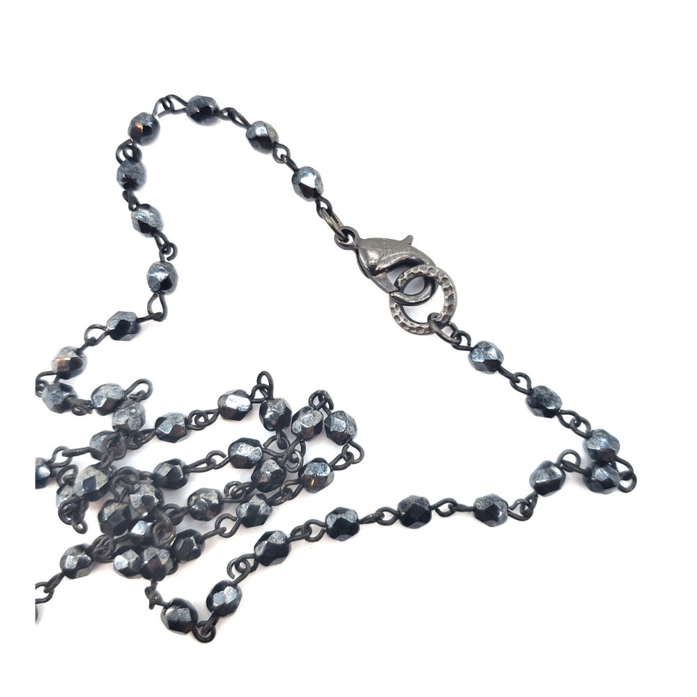 RARE FIND SPHINX ROUND BLACK CHAIN NECKLACE