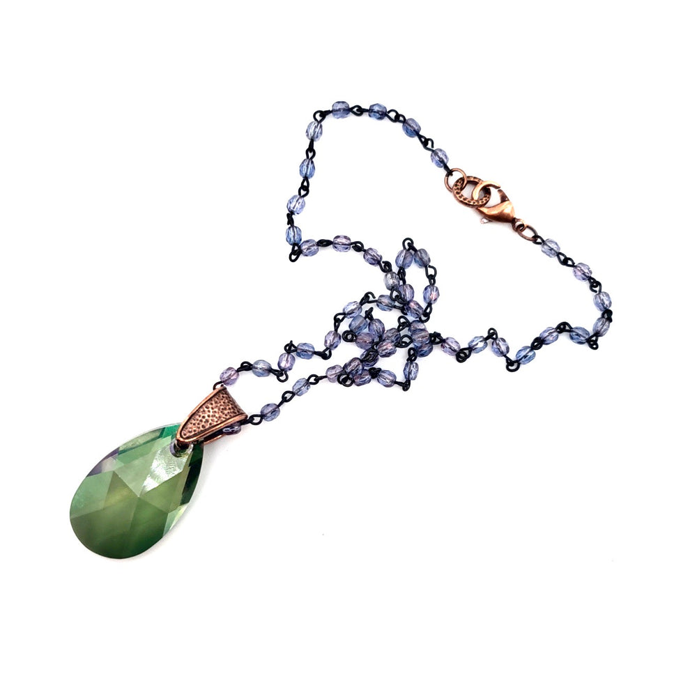 RARE FIND SAGE DROP PURPLE SMOKE CHAIN NECKLACE