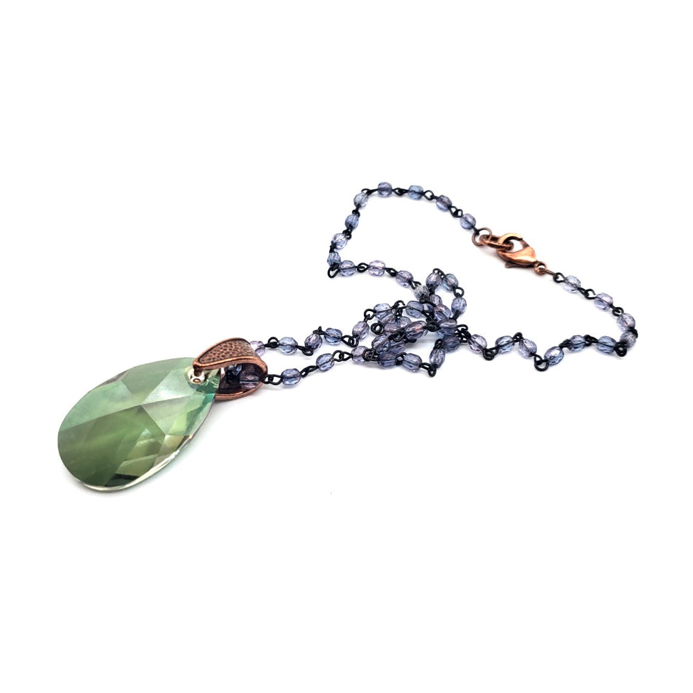 RARE FIND SAGE DROP PURPLE SMOKE CHAIN NECKLACE