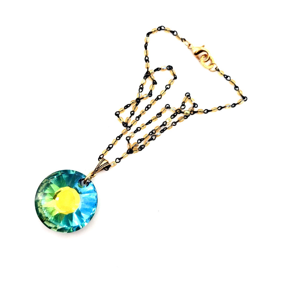 RARE FIND SAHARA ROUND TOPAZ CHAIN NECKLACE