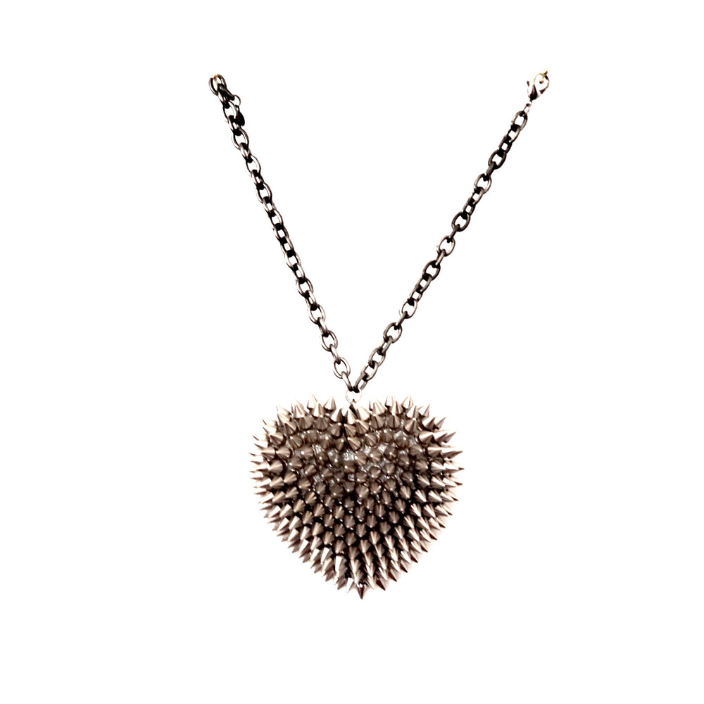 XXL SILVER SPIKE HEART NECKLACE
