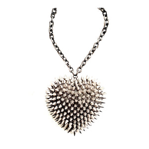 XXL SILVER SPIKE HEART NECKLACE