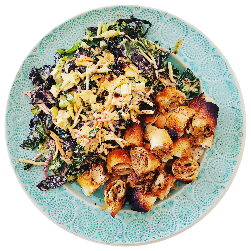 CHICKEN ROLLED TACOS + SPRING SALAD