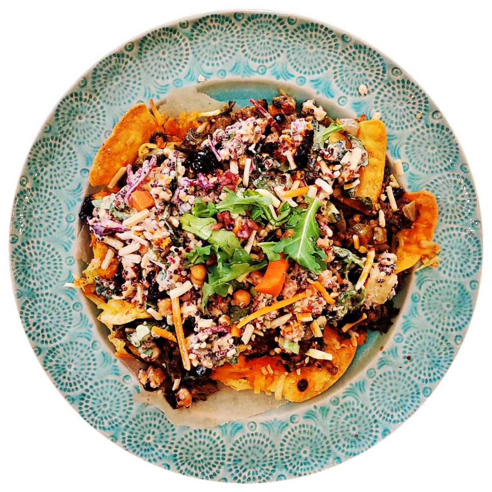 MONEY GREENS SAUSAGE CHEESE QUESO LETTUCE ZHONG SAUCE NACHOS