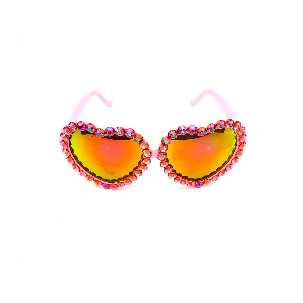 LOLITA SWEET PEACH ACID RHINESTONE HEART SUNGLASSES