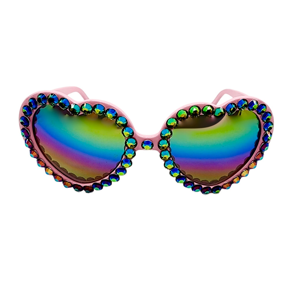 LOLITA RAINBOW RHINESTONE HEART SUNGLASSES